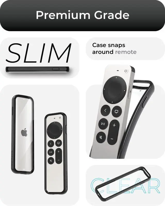 Alt view image 3 of 6 - Air Rim Case for Apple TV Remotes Slim, Hybrid Black Perimeter Cover & Clear Back Remote Case with Ultimate Drop Protection