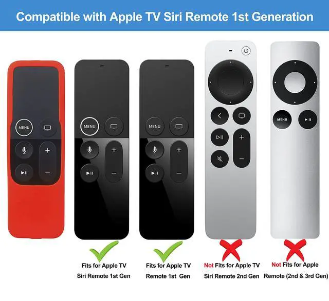 Alt view image 2 of 7 - Silicone Case Compatible with Apple TV 4K/HD Siri Remote (1st Gen) - Anti-Slip Shock Proof Soft Remote Cover Case Compatible with Apple TV 4K 5th 4th Gen Siri Remote Controller - Red