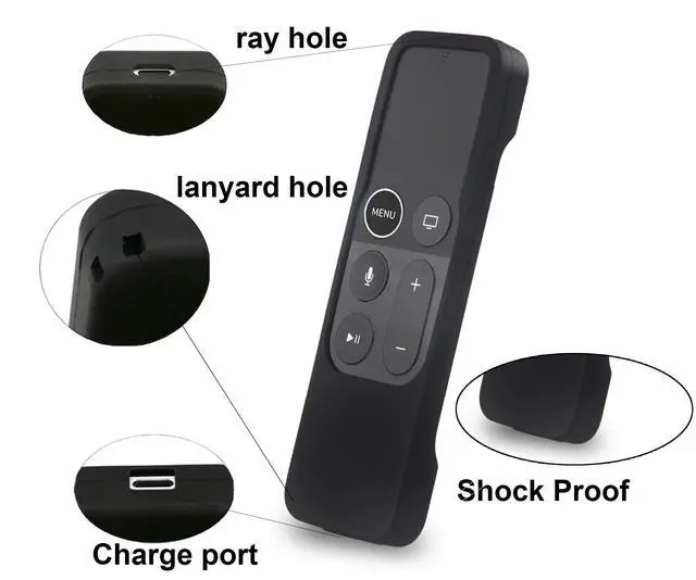 Alt view image 4 of 7 - Silicone Case Compatible with Apple TV 4K/HD Siri Remote (1st Gen) - Anti-Slip Shock Proof Soft Remote Cover Case Compatible with Apple TV 4K 5th 4th Gen Siri Remote Controller - White