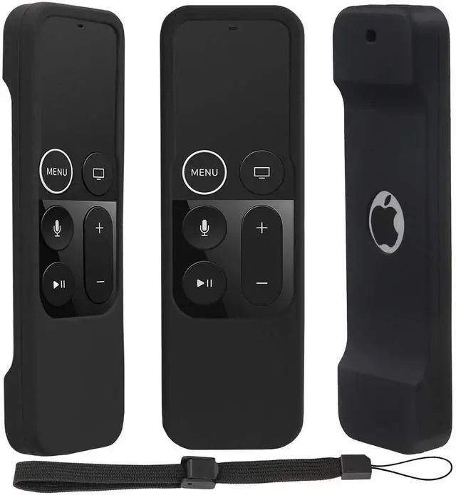 Main image of Silicone Case for Apple TV 4K/4th Gen Remote, Lightweight Anti-Slip & Secure Protective Cover for Apple TV 4K Siri Remote Controller with Hooks - Black