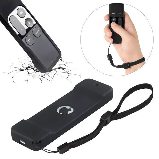 Alt view image 2 of 7 - Silicone Case for Apple TV 4K/4th Gen Remote, Lightweight Anti-Slip & Secure Protective Cover for Apple TV 4K Siri Remote Controller with Hooks - Black