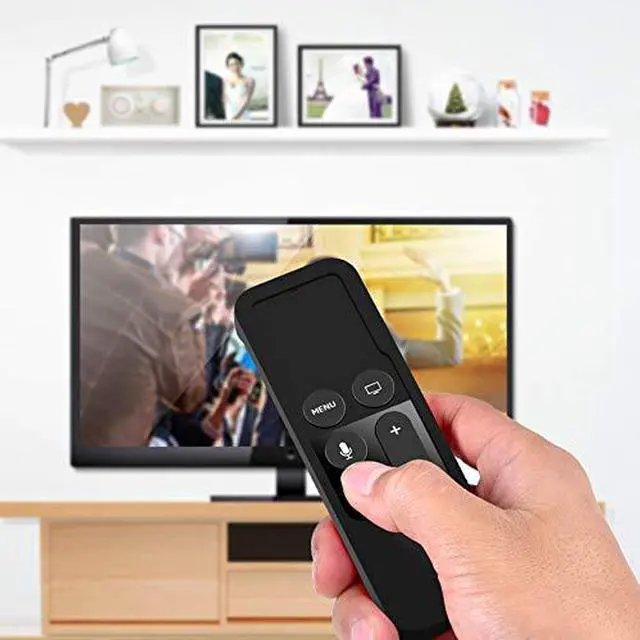 Alt view image 4 of 7 - Silicone Case for Apple TV 4K/4th Gen Remote, Lightweight Anti-Slip & Secure Protective Cover for Apple TV 4K Siri Remote Controller with Hooks - Black