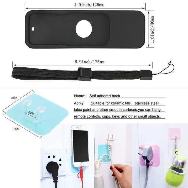 Alt view image 7 of 7 - Silicone Case for Apple TV 4K/4th Gen Remote, Lightweight Anti-Slip & Secure Protective Cover for Apple TV 4K Siri Remote Controller with Hooks - Black