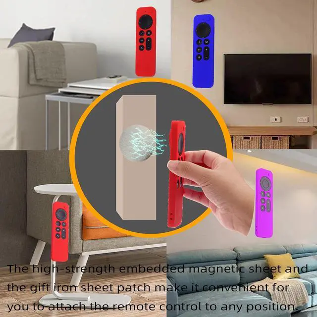 Alt view image 6 of 7 - Silicone Remote Case for Apple TV 4K 2nd Gen 2021 Siri Remote Anti-Slip Durable Silicone Cover Magnetic Protective Sleeve Shockproof Remote Case (Gray)