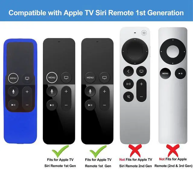 Alt view image 2 of 6 - Silicone Case Compatible with Apple TV 4K/HD Siri Remote (1st Gen) - Anti-Slip Shock Proof Soft Remote Cover Case Compatible with Apple TV 4K 5th 4th Gen Siri Remote Controller - Dark Blue