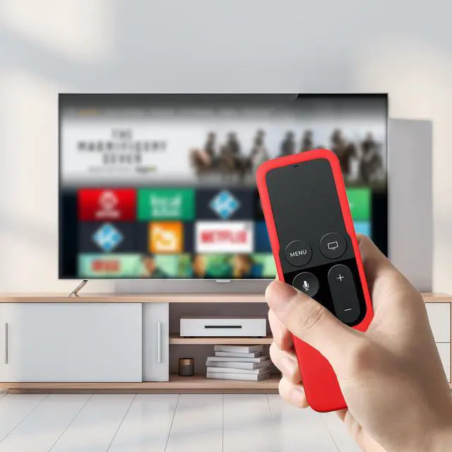 Alt view image 3 of 7 - Silicone Case Compatible with Apple TV 4K/HD Siri Remote (1st Gen) - Anti-Slip Shock Proof Soft Remote Cover Case Compatible with Apple TV 4K 5th 4th Gen Siri Remote Controller - Red