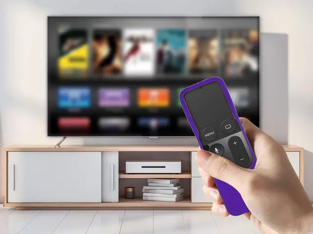 Alt view image 2 of 6 - Silicone Case Compatible with Apple TV 4K/HD Siri Remote (1st Gen) - Anti-Slip Shock Proof Soft Remote Cover Case Compatible with Apple TV 4K 5th 4th Gen Siri Remote Controller - Purple