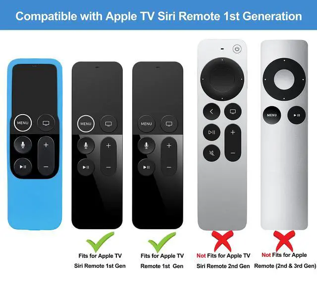 Alt view image 2 of 7 - Silicone Case Compatible with Apple TV 4K/HD Siri Remote (1st Gen) - Anti-Slip Shock Proof Soft Remote Cover Case Compatible with Apple TV 4K 5th 4th Gen Siri Remote Controller - Blue