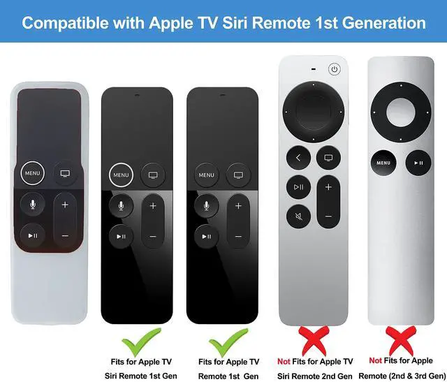 Alt view image 2 of 7 - Silicone Case Compatible with Apple TV 4K/HD Siri Remote (1st Gen) - Anti-Slip Shock Proof Soft Remote Cover Case Compatible with Apple TV 4K 5th 4th Gen Siri Remote Controller - White