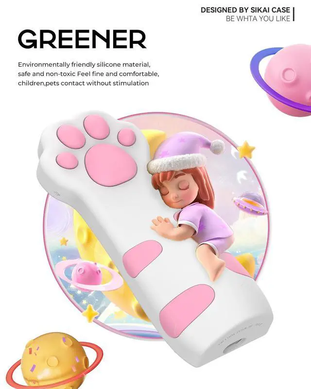 Alt view image 6 of 7 - Silicone Case Fit Designed for Apple TV 4K 2021/2022 Siri Remote Protective Case with Shockproof Compatible with AirTag (Pink Paw)