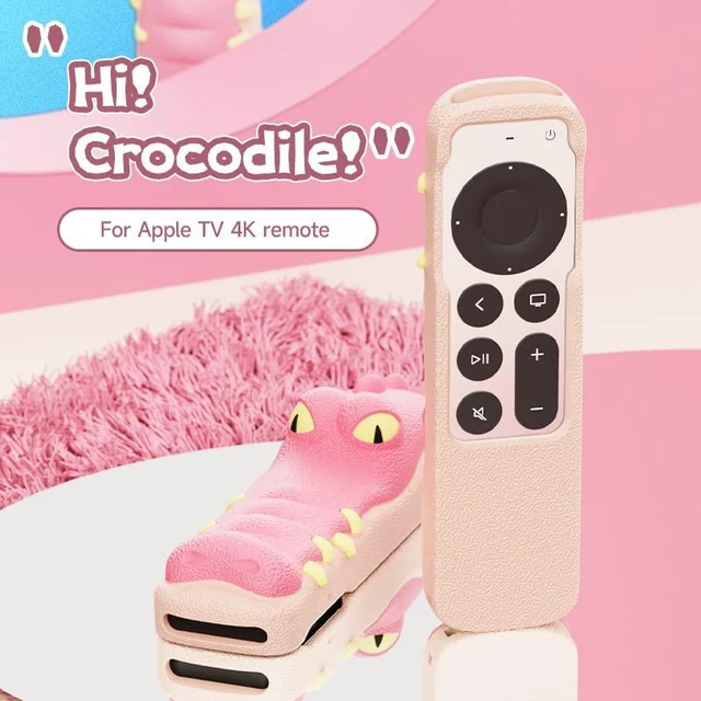 Alt view image 3 of 7 - Silicone Case Fit Designed for Apple TV 4K 2021/2022 Siri Remote Protective Case with Shockproof Compatible with AirTag, Anti-Lost with Lanyard(Pink Gator)