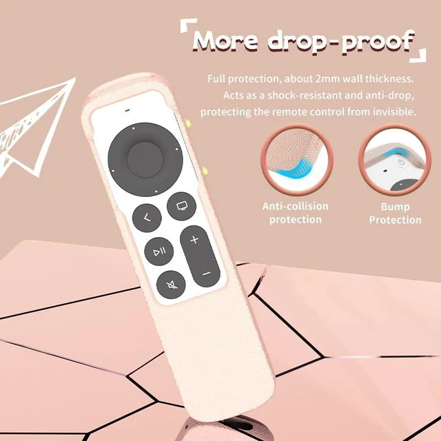 Alt view image 4 of 7 - Silicone Case Fit Designed for Apple TV 4K 2021/2022 Siri Remote Protective Case with Shockproof Compatible with AirTag, Anti-Lost with Lanyard(Pink Gator)