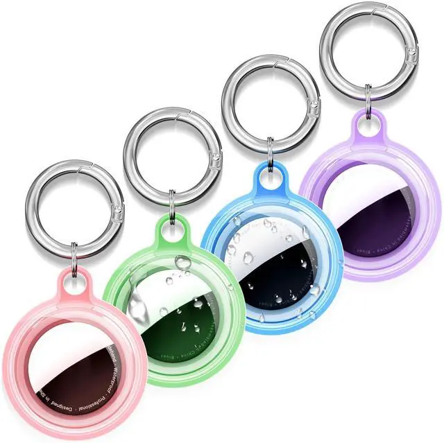 Main image of Waterproof Case for AirTag(4 Pack) - Shockproof & Dustproof for Apple AirTag Holder with Keychain for Pets, Kids, Luggage, Bags, Keys - 4 Color