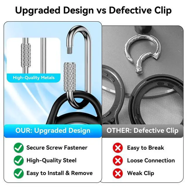 Alt view image 4 of 7 - Waterproof AirTag Holder Keychain with Locking Carabiner, Shockproof Air Tag Case Compatible with Apple AirTag 1st & 2nd Gen for Keys, Luggage, Kids,Backpack, Dog Cat Pet Collar-Black