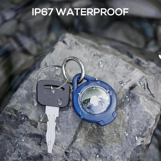 Alt view image 2 of 7 - Waterproof Airtag Holder - 4 Pack Airtag 2nd & 1st Keychain Holder Compatible with Apple AirTags, Ultra Durable Anti-Scratches Protective Case with Keyring for Luggage, Backpack, Pet, Bag, Black/Blue
