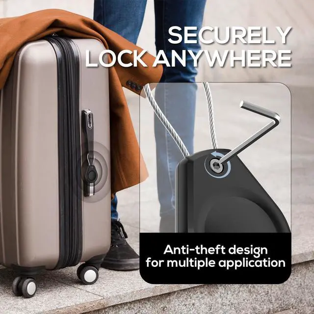 Alt view image 3 of 7 - Waterproof AirTag Keychain Holder - (4 Pack) Air tag 2nd & 1st Lock Case with Wire Cable Compatible with Apple AirTags, Ultra Durable Anti-Lost Protective Case with Keyring for Luggage, Backpack