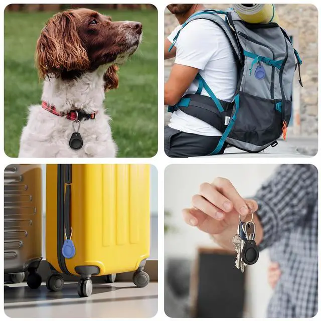 Alt view image 6 of 7 - Waterproof AirTag Keychain Holder - (4 Pack) Air tag 2nd & 1st Lock Case with Wire Cable Compatible with Apple AirTags, Ultra Durable Anti-Lost Protective Case with Keyring for Luggage, Backpack