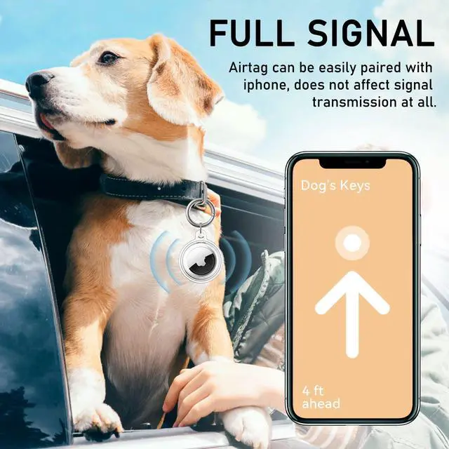 Alt view image 5 of 6 - Waterproof Holder for Airtag, 4 Pack Airtag Keychain, AirTag Case for Dog Collar, Luggage, Keys, Full Body Anti-Scratch Protective (Silicone: Black/Blue, Clear: White/Black)