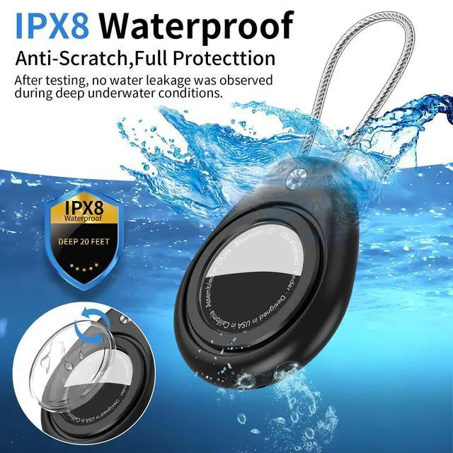 Alt view image 2 of 6 - for AirTag Holder for Apple AirTag (1st & 2nd Generation), 4 Pack AirTag Keychain Waterproof Shockproof Air Tag Case with Secure Key Ring for Keys, Pets, Wallet, Luggage & Backpack
