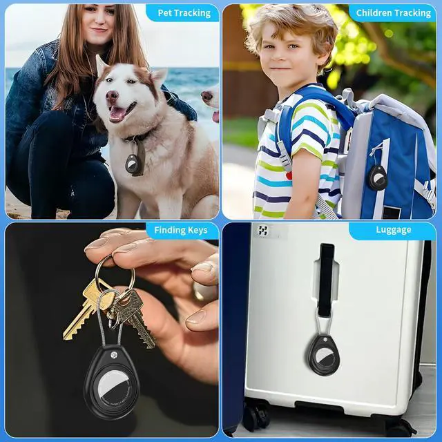 Alt view image 6 of 6 - for AirTag Holder for Apple AirTag (1st & 2nd Generation), 4 Pack AirTag Keychain Waterproof Shockproof Air Tag Case with Secure Key Ring for Keys, Pets, Wallet, Luggage & Backpack