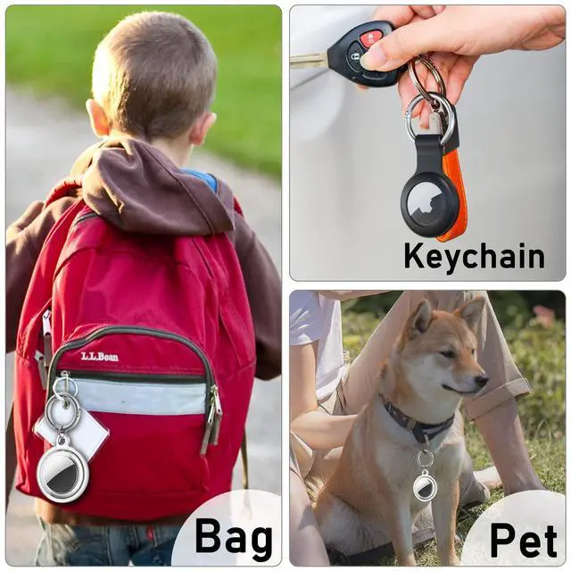 Alt view image 6 of 6 - Waterproof Holder for Airtag, 4 Pack Airtag Keychain, AirTag Case for Dog Collar, Luggage, Keys, Full Body Anti-Scratch Protective (Silicone: Black/Blue, Clear: White/Black)