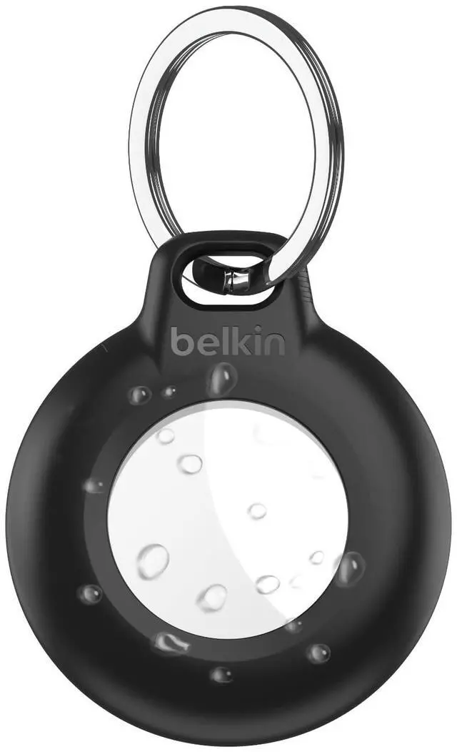 Main image of Waterproof Apple AirTag Secure Holder with Key Ring, Durable Scratch-Resistant AirTag Case, Protective AirTag Keychain Accessory for Keys, Pets, Luggage, Backpacks, and More - Black
