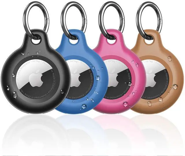 Main image of Waterproof Airtag Holder,4 Pack Air Tag Keychain,Full Body Protective Tracker Case with Loop Key Ring for Apple Tags,IPX8 Airtags Cover for Wallet,Luggage,Cat,Dog,Pets,for Item Finder