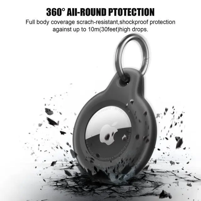 Alt view image 4 of 6 - Waterproof Airtag Holder,4 Pack Air Tag Keychain,Full Body Protective Tracker Case with Loop Key Ring for Apple Tags,IPX8 Airtags Cover for Wallet,Luggage,Cat,Dog,Pets,for Item Finder