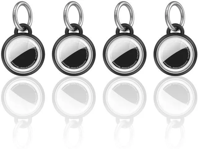 Main image of 4-Pack Waterproof Air Tag Holder with Keychain, Silicone Protective Case Compatible with Apple AirTag,Durable Cover for Keys, Luggage, Bags,Kids.