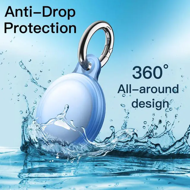 Alt view image 2 of 6 - 4 Pack Waterproof Case for AirTag 2nd/1st Generation (2026/2021) with Keychain, Full Body Anti-Scratch Air Tag Keyring Holder Cover for Kids (Black/Clear/Pink/Blue)