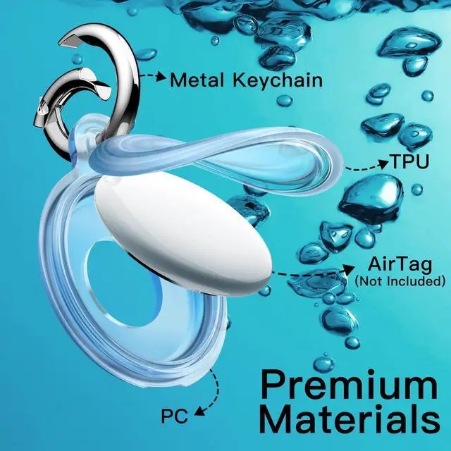 Alt view image 5 of 6 - 4 Pack Waterproof Case for AirTag 2nd/1st Generation (2026/2021) with Keychain, Full Body Anti-Scratch Air Tag Keyring Holder Cover for Kids (Black/Clear/Pink/Blue)