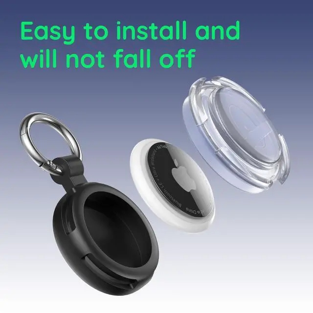 Alt view image 2 of 6 - Compatible with AirTag Case Keychain, IPX8 Waterproof Air Tag Holder, Silicone AirTags Cases with Key Ring Apple GPS Item Finders Accessories (Black/Black/Black/Black)