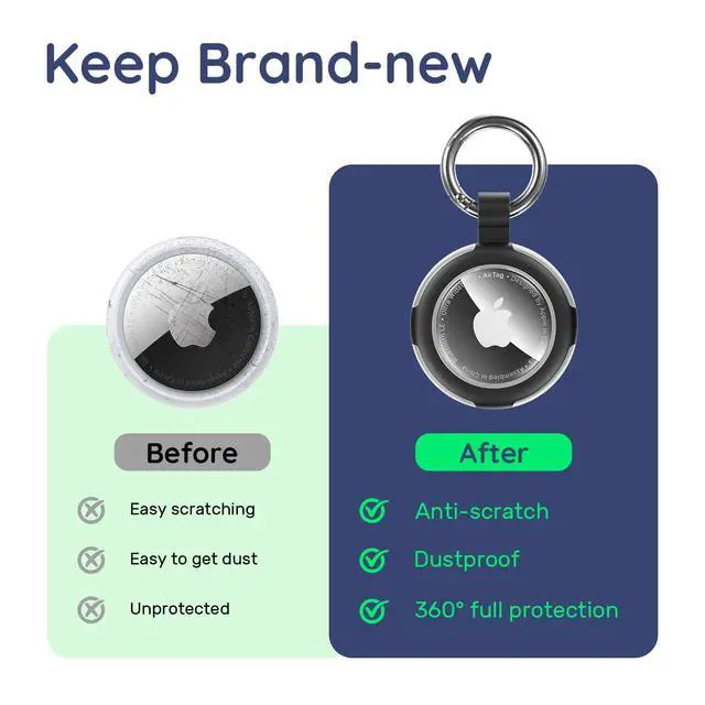 Alt view image 3 of 6 - Compatible with AirTag Case Keychain, IPX8 Waterproof Air Tag Holder, Silicone AirTags Cases with Key Ring Apple GPS Item Finders Accessories (Black/Black/Black/Black)