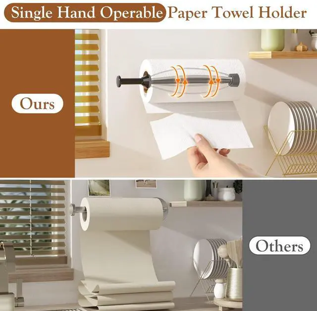 Alt view image 2 of 7 - Paper Towel Holder Under Cabinet, Black Wall Mount Paper Towel Holders