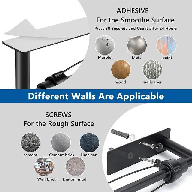 Alt view image 4 of 7 - Black Paper Towel Holder Under Cabinet, Single Hand Operable Wall Mount Paper Towel Roll Holder with Damping Effect, Self-Adhesive or Drilled for Kitchen Bathroom, SUS304 Stainless Steel