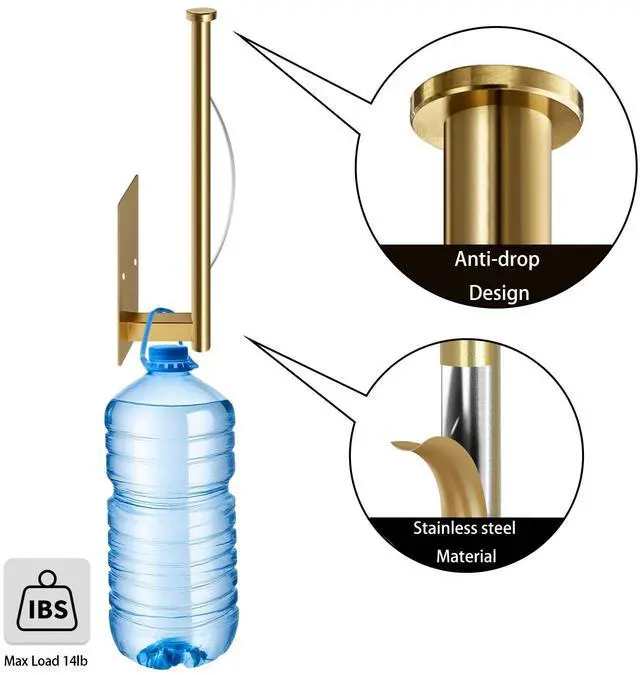 Alt view image 6 of 7 - Paper Towel Holder Under Cabinet, Single Hand Operable Tearing Off Paper Towels with Damping Effect, Both Available in Adhesive and Screws, Stainless Steel (Gold)