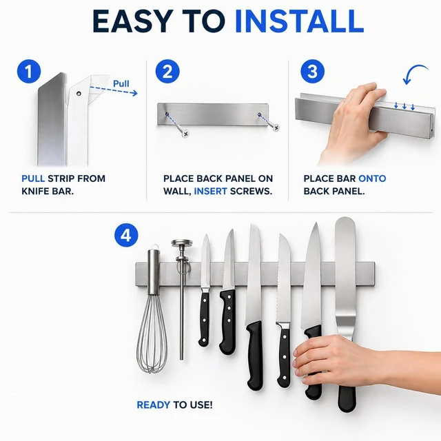 Alt view image 7 of 7 - 16 Inch Stainless Steel Magnetic Knife Bar with Multi-Purpose Functionality as a Knife Holder, Knife Strip, Magnetic Tool Organizer, Art Supply Organizer & Home Organizer