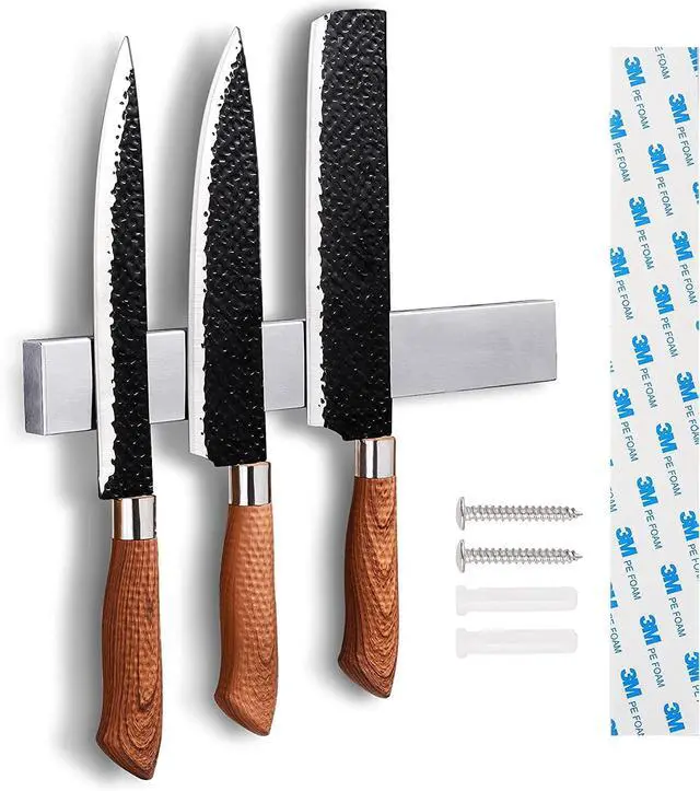 Main image of 8 Inch Magnetic Knife Holder for Wall No Drill Stainless Steel | Magnet Knife Strip with 3M Type Knife Bar Rack for Kitchen Utensil Tool Storage Art Supply Essentials