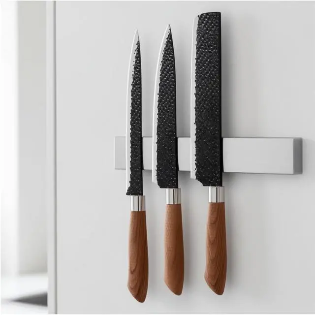 Alt view image 3 of 7 - 8 Inch Magnetic Knife Holder for Wall No Drill Stainless Steel | Magnet Knife Strip with 3M Type Knife Bar Rack for Kitchen Utensil Tool Storage Art Supply Essentials