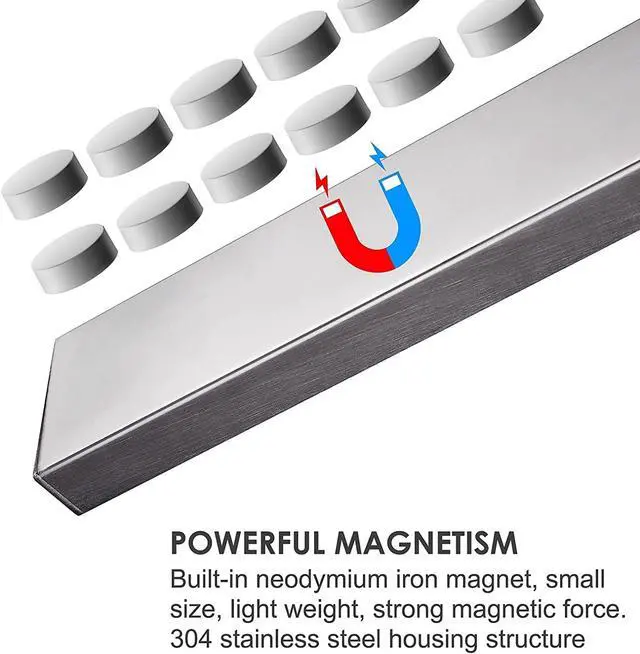 Alt view image 2 of 7 - 8 Inch Magnetic Knife Holder for Wall No Drill Stainless Steel | Magnet Knife Strip with 3M Type Knife Bar Rack for Kitchen Utensil Tool Storage Art Supply Essentials