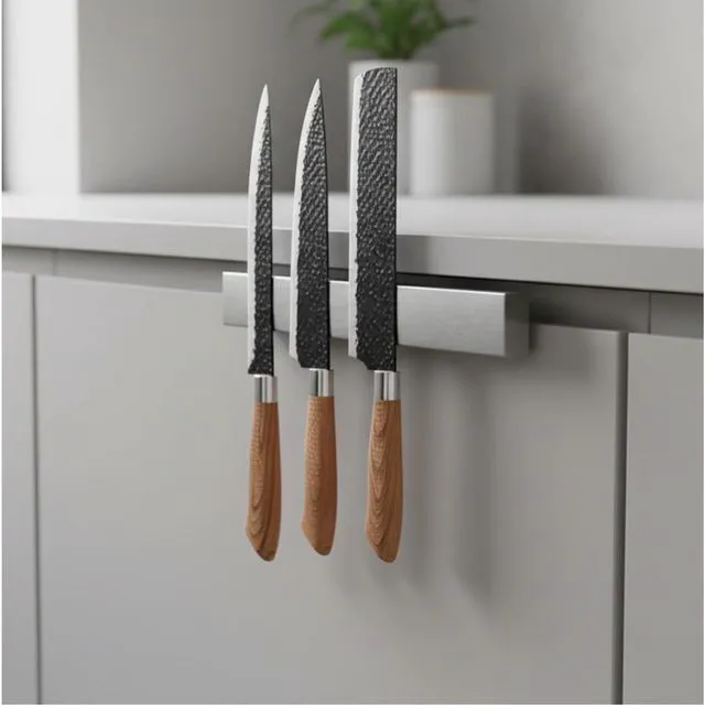Alt view image 6 of 7 - 8 Inch Magnetic Knife Holder for Wall No Drill Stainless Steel | Magnet Knife Strip with 3M Type Knife Bar Rack for Kitchen Utensil Tool Storage Art Supply Essentials