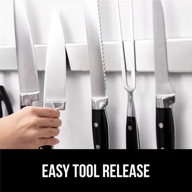 Alt view image 5 of 7 - 304 Stainless Steel Magnetic Knife Holder Strip, 10 Inch | Heavy Duty and Secure Wall Mounted Bar for Knives, Tools, Holds Up to 6 lbs, Kitchen Home Organizer, Easy Installation