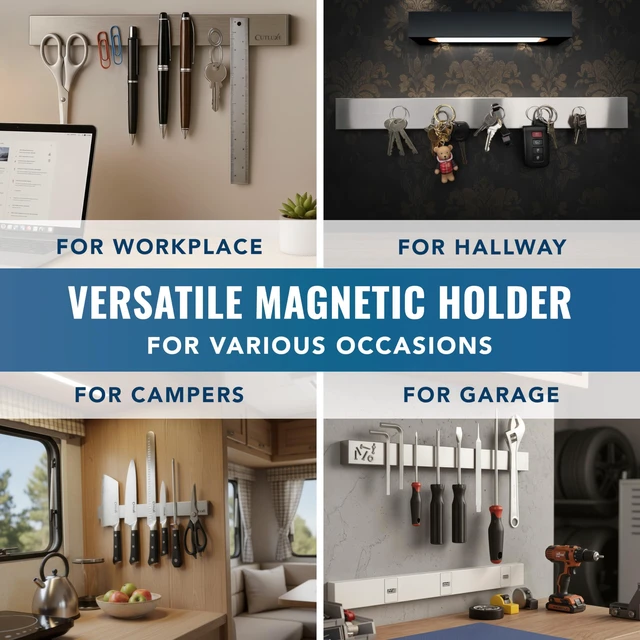 Alt view image 7 of 7 - Magnetic Knife Holder for Wall & Fridge, 16" Knife Magnetic Strip | Stainless Steel Bar Holds up to 15 Lbs, Easy Mount with Strong Magnets or Screws