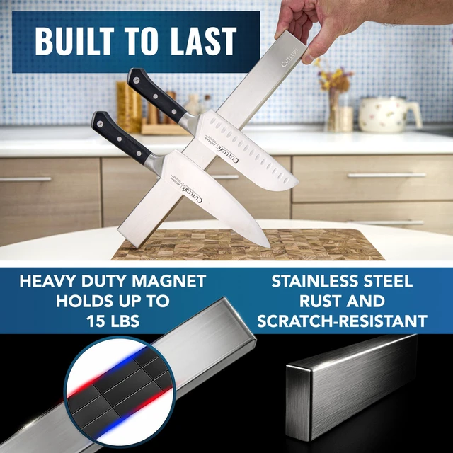 Alt view image 5 of 7 - Magnetic Knife Holder for Wall & Fridge, 10" Knife Magnetic Strip | Stainless Steel Bar Holds up to 15 Lbs, Easy Mount with Strong Magnets or Screws