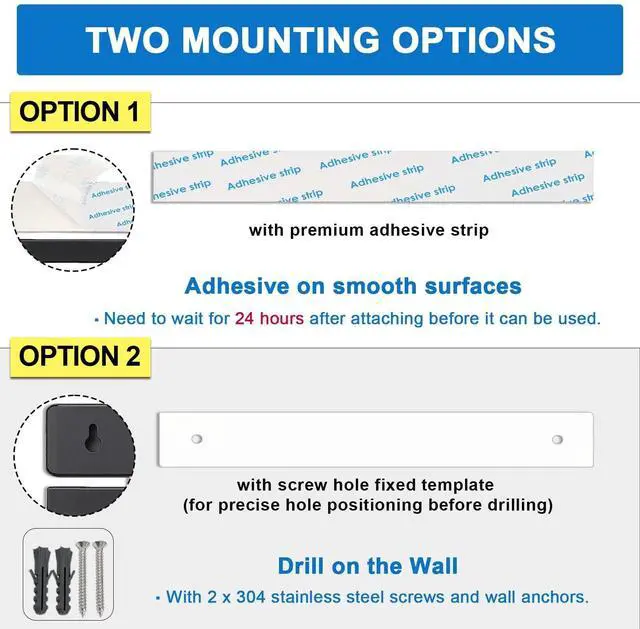 Alt view image 4 of 6 - 17 Inch Magnetic Knife Holder for Wall, Adhesive Knife Magnetic Strip No Drilling with 12 Hooks, Powerful Magnetic Knife Strip, Magnetic tool Holder for Kitchen Knives & Utensils (Black)