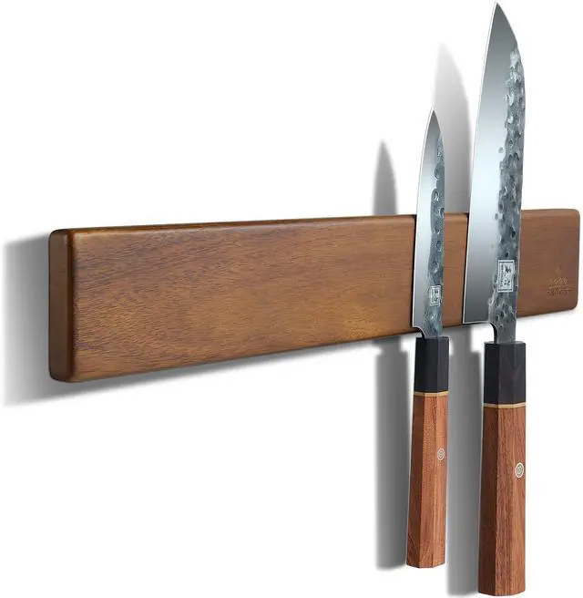 Main image of Magnetic Knife Strips, Magnetic Knife Holder for Wall 16 Inch, Acacia Wood Knife Magnetic Strip Use as Knife Bar, Knife Holder for Kitchen Utensil Organizer, Without hooks