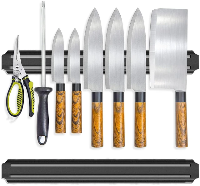 Main image of Magnetic Knife Holder (15 Inch - Set Of 2) Magnetic Knife Strips For Wall -Strong Powerful Knife Rack Storage Display Organizer-Securely Hang Knives On a Multipurpose Kitchen Bar