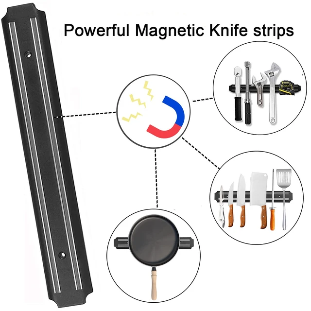 Alt view image 3 of 7 - Magnetic Knife Holder (15 Inch - Set Of 2) Magnetic Knife Strips For Wall -Strong Powerful Knife Rack Storage Display Organizer-Securely Hang Knives On a Multipurpose Kitchen Bar