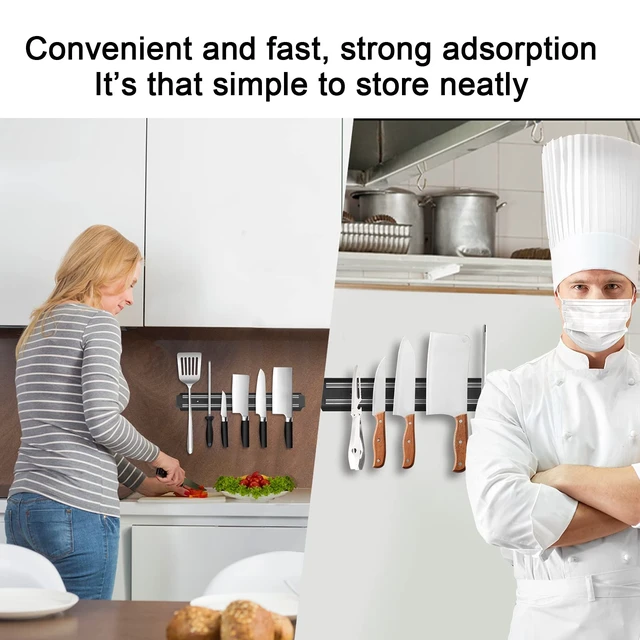 Alt view image 5 of 7 - Magnetic Knife Holder (15 Inch - Set Of 2) Magnetic Knife Strips For Wall -Strong Powerful Knife Rack Storage Display Organizer-Securely Hang Knives On a Multipurpose Kitchen Bar
