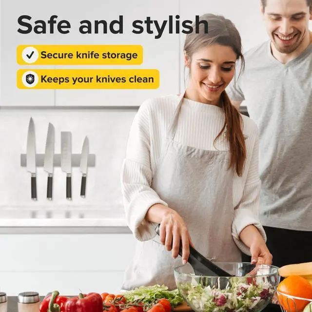 Alt view image 4 of 5 - Steel Knife Magnetic Strip Magnetic Knife Holder for Wall no Screws Kitchen Utensil Holder, Knife Bar, Knife Rack, Kitchen Organizer and Tool Holder (12")